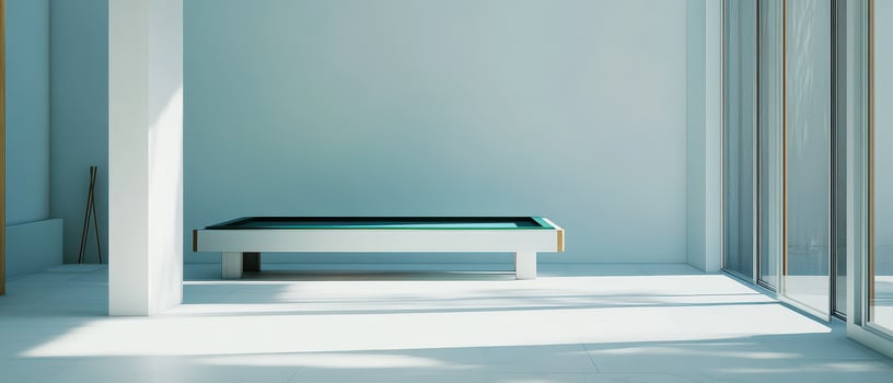 Modern pool table in a bright minimalist room photo