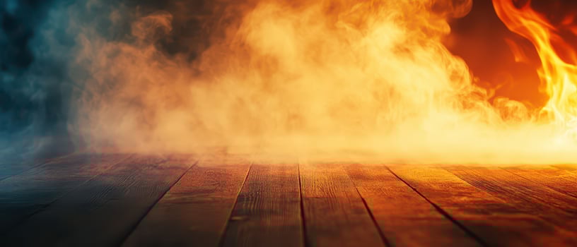 Fire and smoke add drama to wood floor photo