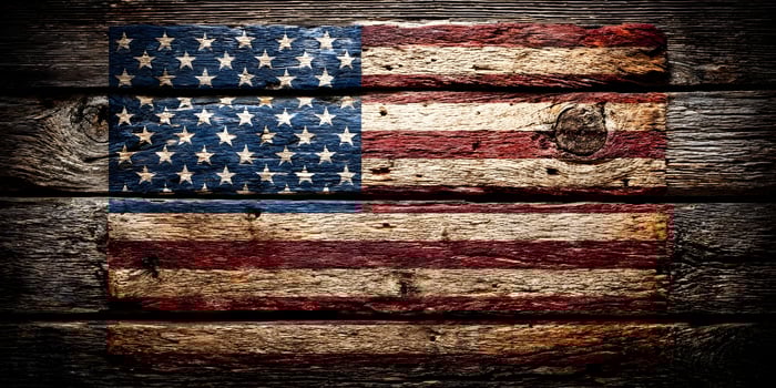 USA Flag on Old Weathered Wooden Planks Patriotism Image photo