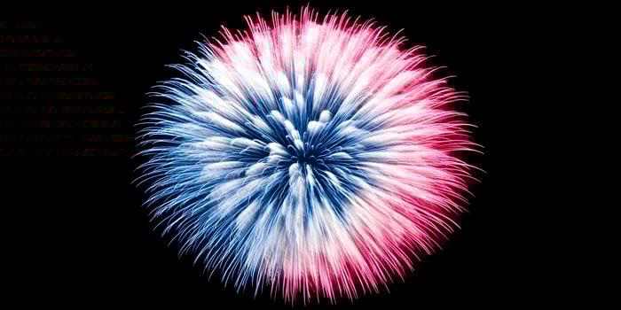 Red White Blue Fireworks Explosion Night Celebration photo