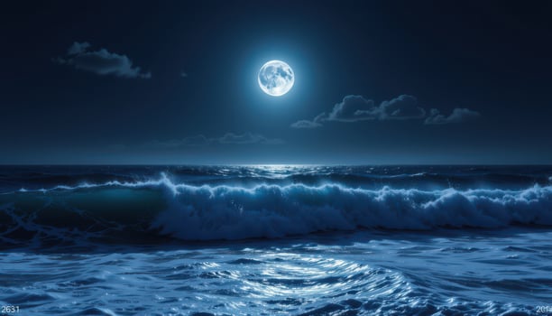 moonbeams reflecting on ocean waves. photo