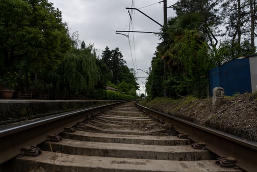 Railway tracks between trees, railway photo