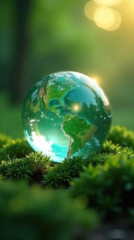 Earth globe in the forest photo
