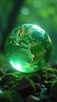 A green globe with a green glow in the middle photo