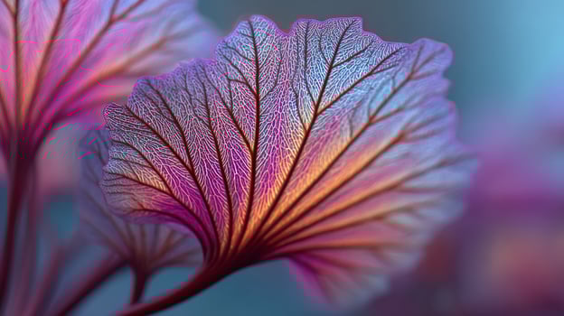 Intricate Purple and Pink Leaf Veins Close Up photo
