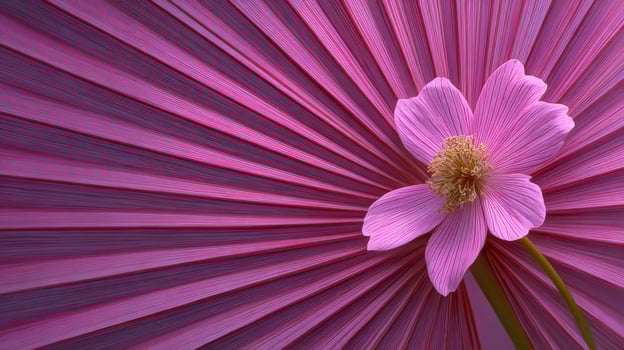 Pink Cosmos Flower on Folded Pink Paper Background photo
