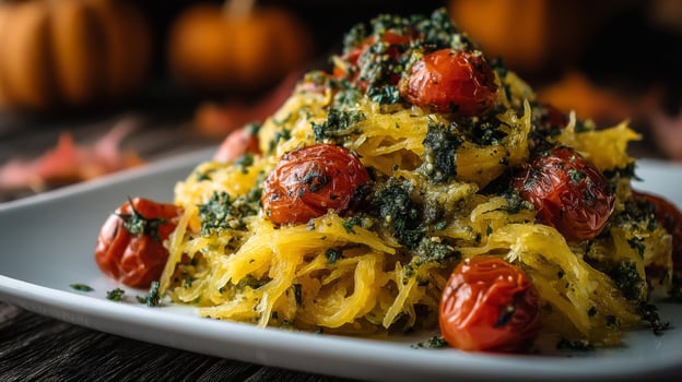 Spaghetti Squash with Roasted Tomatoes and Pesto photo
