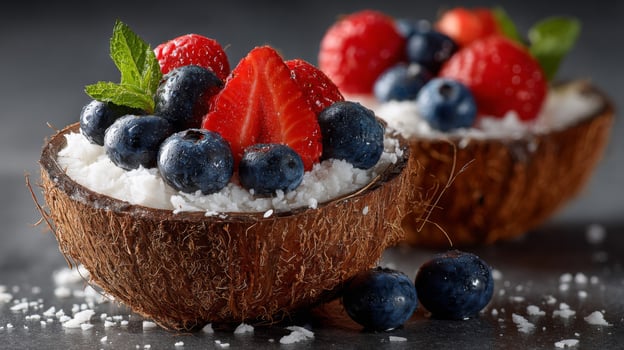 Fresh Berries and Coconut Dessert photo