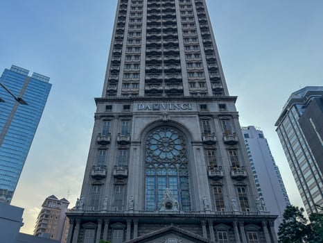 Jakarta, Indonesia, 2025 - The Davinci Hotel exterior, showcasing its unique and classical European design architecture. photo