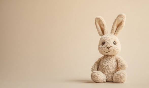 a stuffed rabbit on a beige background photo