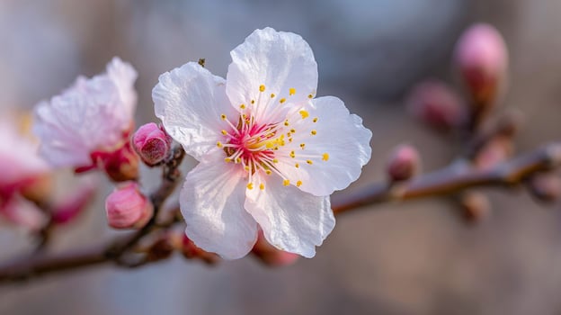 Detailed macro flower photography against green soft background photo