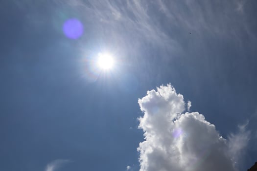 A plane flying in the sky with a cloud in the background photo