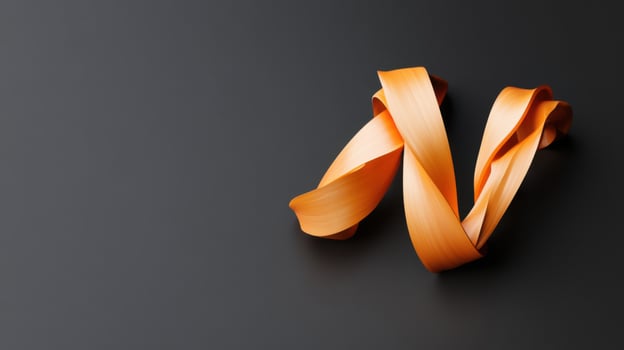 Abstract Letter N, Orange Ribbon, Black Background photo