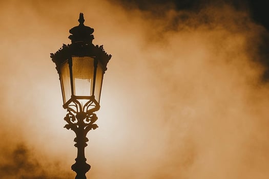 A street lamp in the fog photo