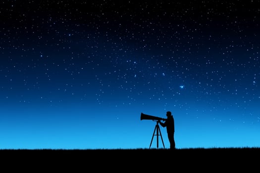 Man looking at the sky with telescope photo