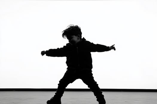 A young boy in a black and white photo