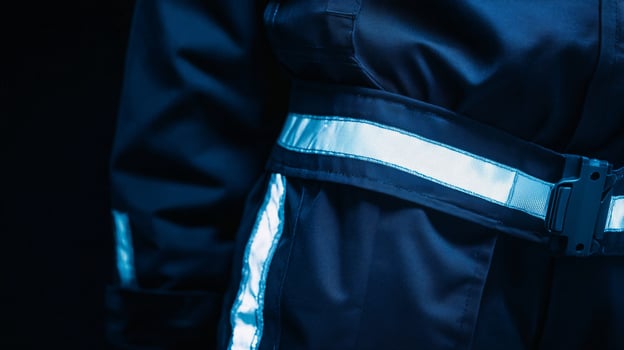 Extreme Close-Up Revealing Reflective Stripes on Industrial Workwear photo