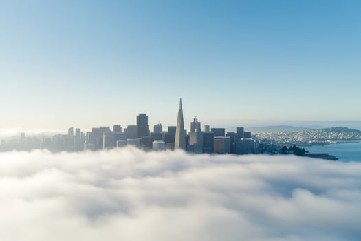 San francisco skyline above the fog photo