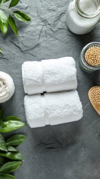 white towels on stone surface photo