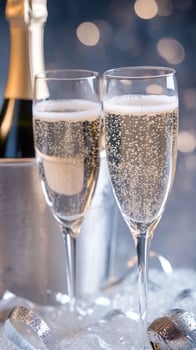 Two champagne glasses with bubbles photo