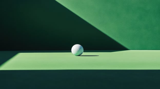 golf ball on green surface with shadow photo