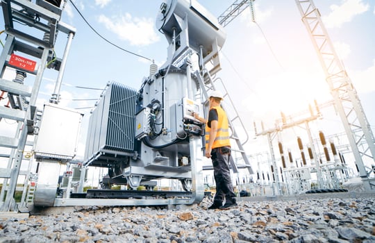 Adult electrical engineer inspect the electrical systems. photo