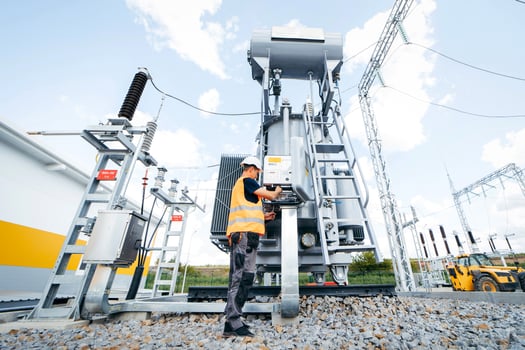Adult electrical engineer inspect the electrical systems photo