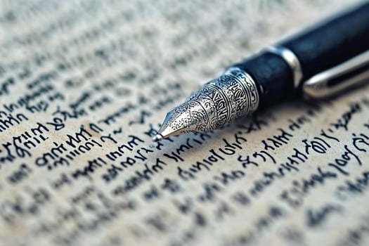 A pen on a handwritten page photo