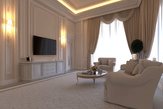 A living room with a large tv and a couch photo