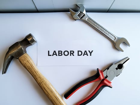 Happy labor day tools hammer wrench pliers photo