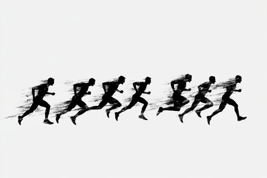 A group of people running in a race photo