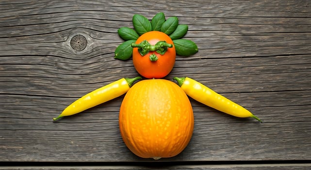 A vegetable is made into a person photo