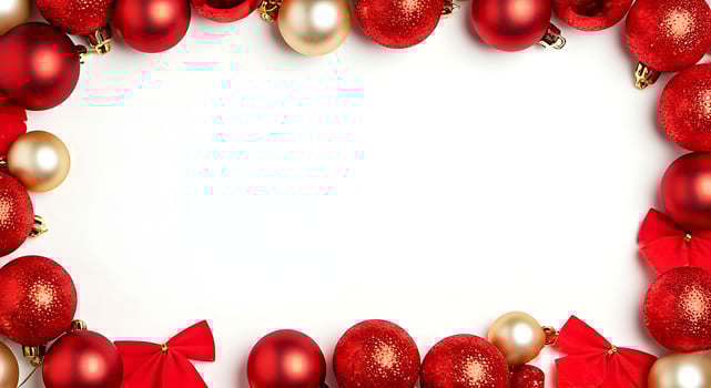 Christmas decorations border on white background photo