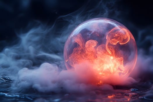 Mysterious Fireball in Misty Smoke - Fantasy Elemental Magic Concept for Creative Design photo
