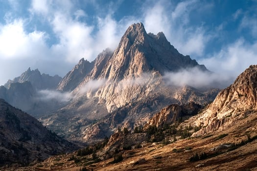Majestic lone pine peak towering over eastern sierra nevada mountains photo