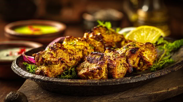 Tasty kabab photo showing juicy meat and spices