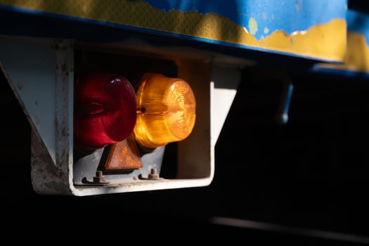 Warning signal lights train station close-up industrial environment low angle safety concept photo