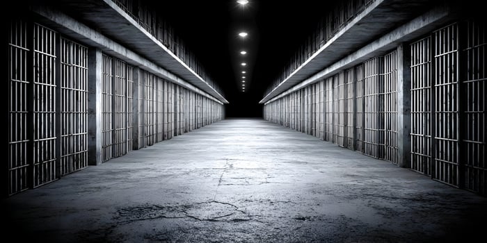 Dark Prison Cell Block Corridor Night Scene photo