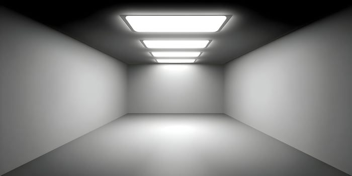 Empty Room Three Bright Lights Minimalist Interior Design photo