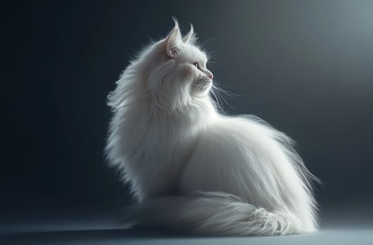 Majestic White Persian Cat Sitting Elegantly photo