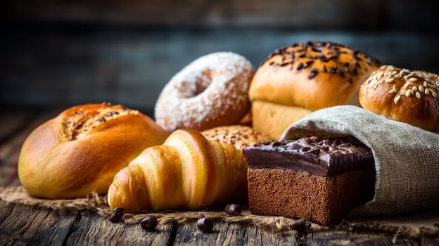Close-up bakery photo on rustic table