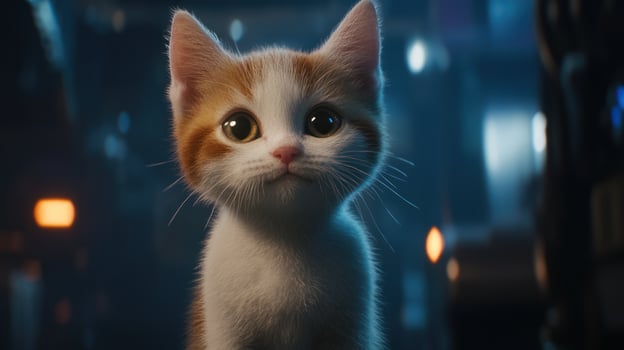 A Cute Kitten Posing with Adorable Big Eyes Looking Ahead photo