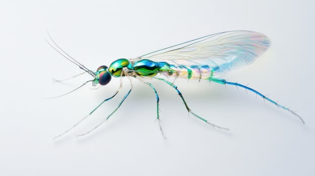 Detailed photograph of a beautiful iridescent insect on white background photo