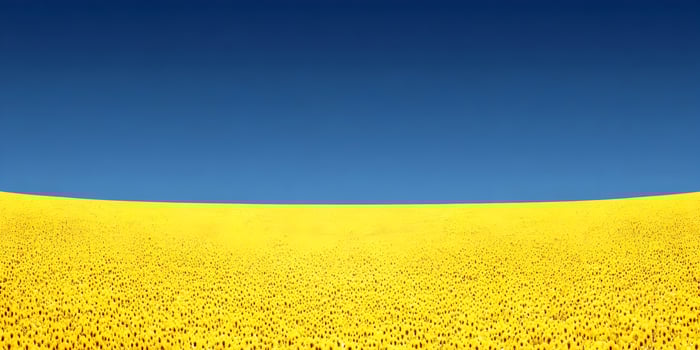 Endless Field of Yellow Sunflowers Under Blue Sky Summer Nature Scenery photo