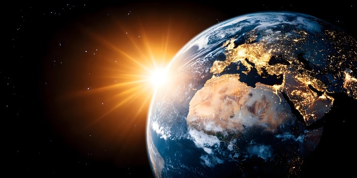 Earth Sunrise Space Planet Global View Night Lights photo