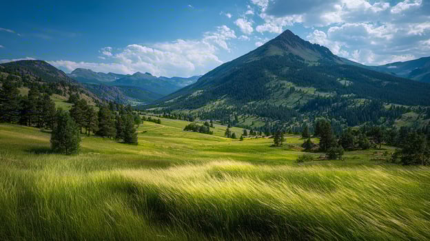 Photorealistic high detail summer open scenery photo