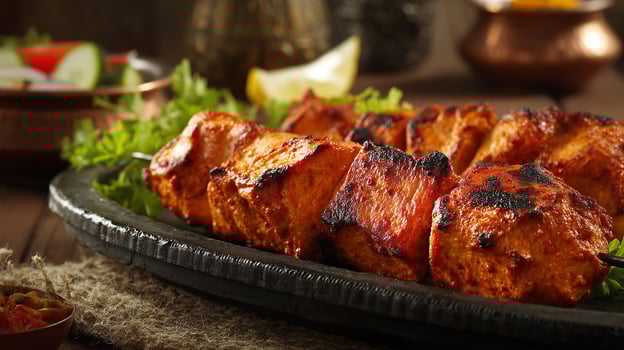 Delicious fresh kabab close up with juicy texture photo