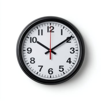 Modern Black wall clock isolated on white background photo