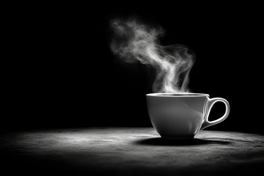 Steaming Coffee Cup on Dark Surface photo