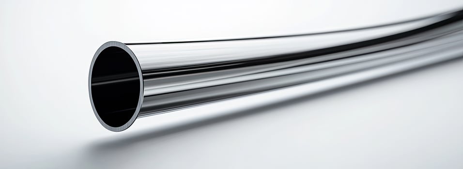 Polished Metal Tube Curved On White Background photo